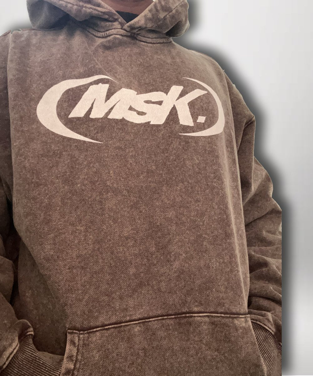 (MSK) BROWN ACID WASH HOODIE - MUSOKA