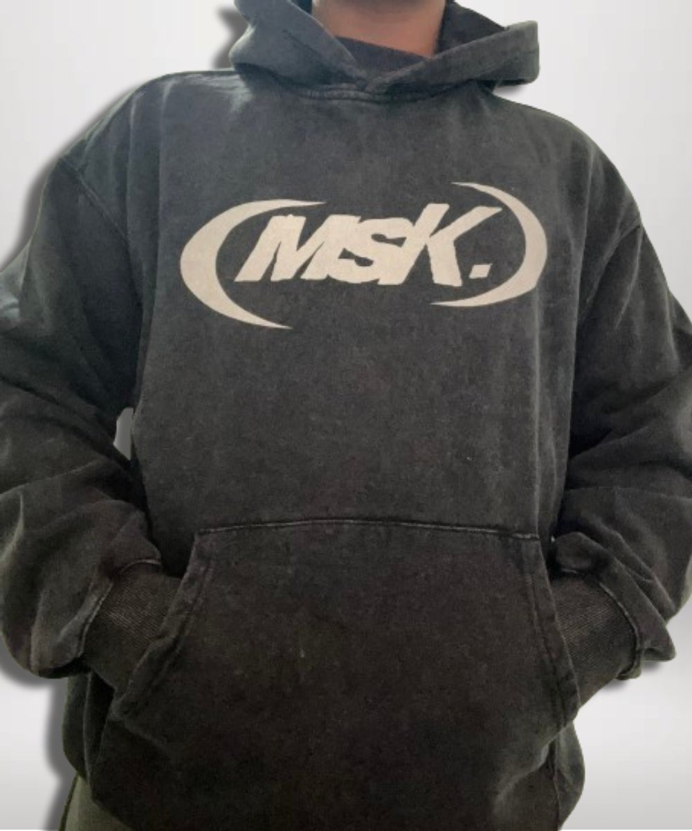 (MSK) GREY ACID WASH HOODIE. - MUSOKA