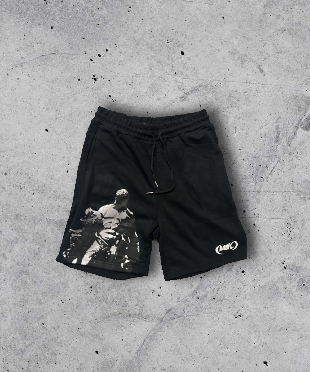 BLACK COTTON MSK SHORTS - MUSOKA