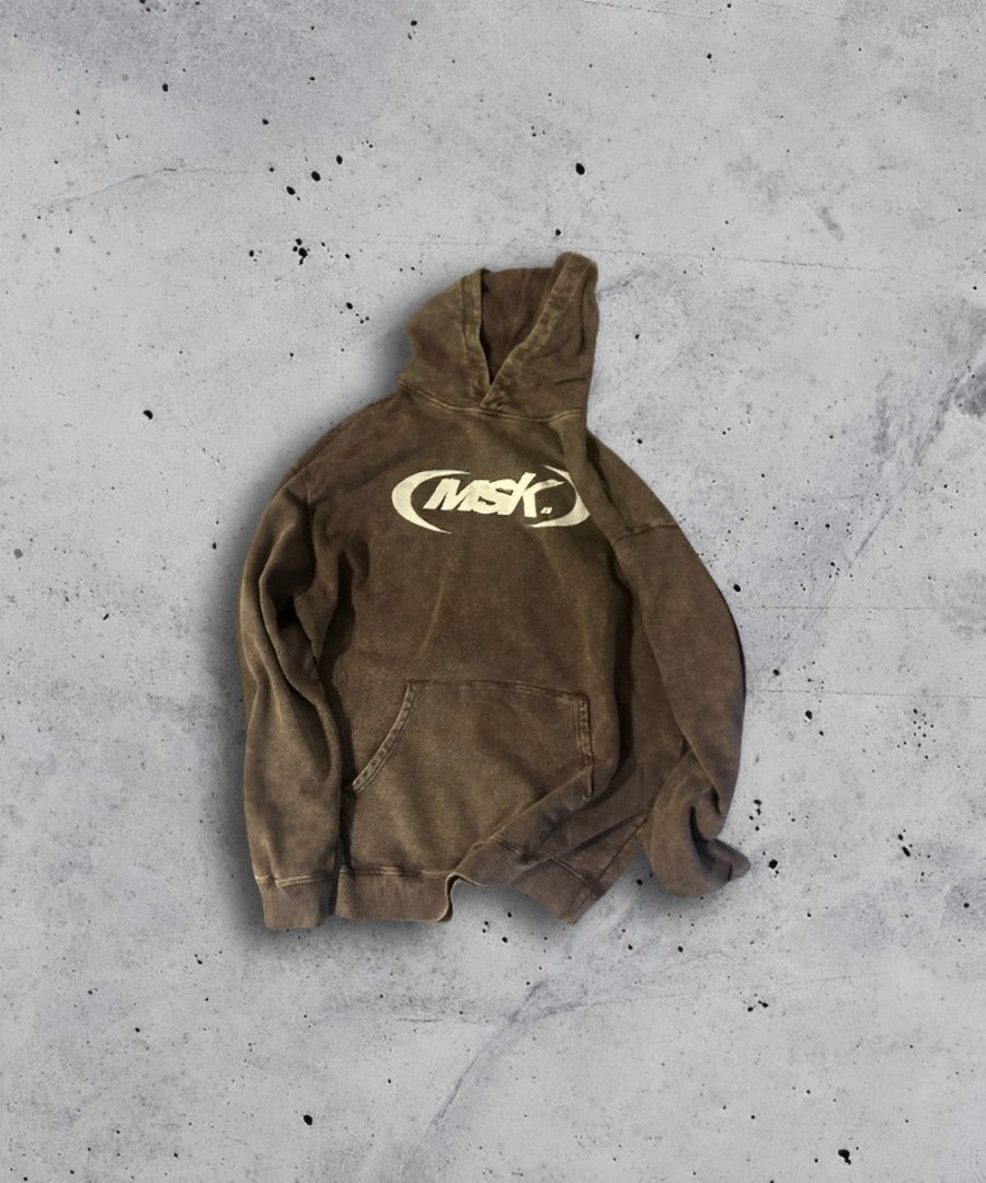 (MSK) BROWN ACID WASH HOODIE