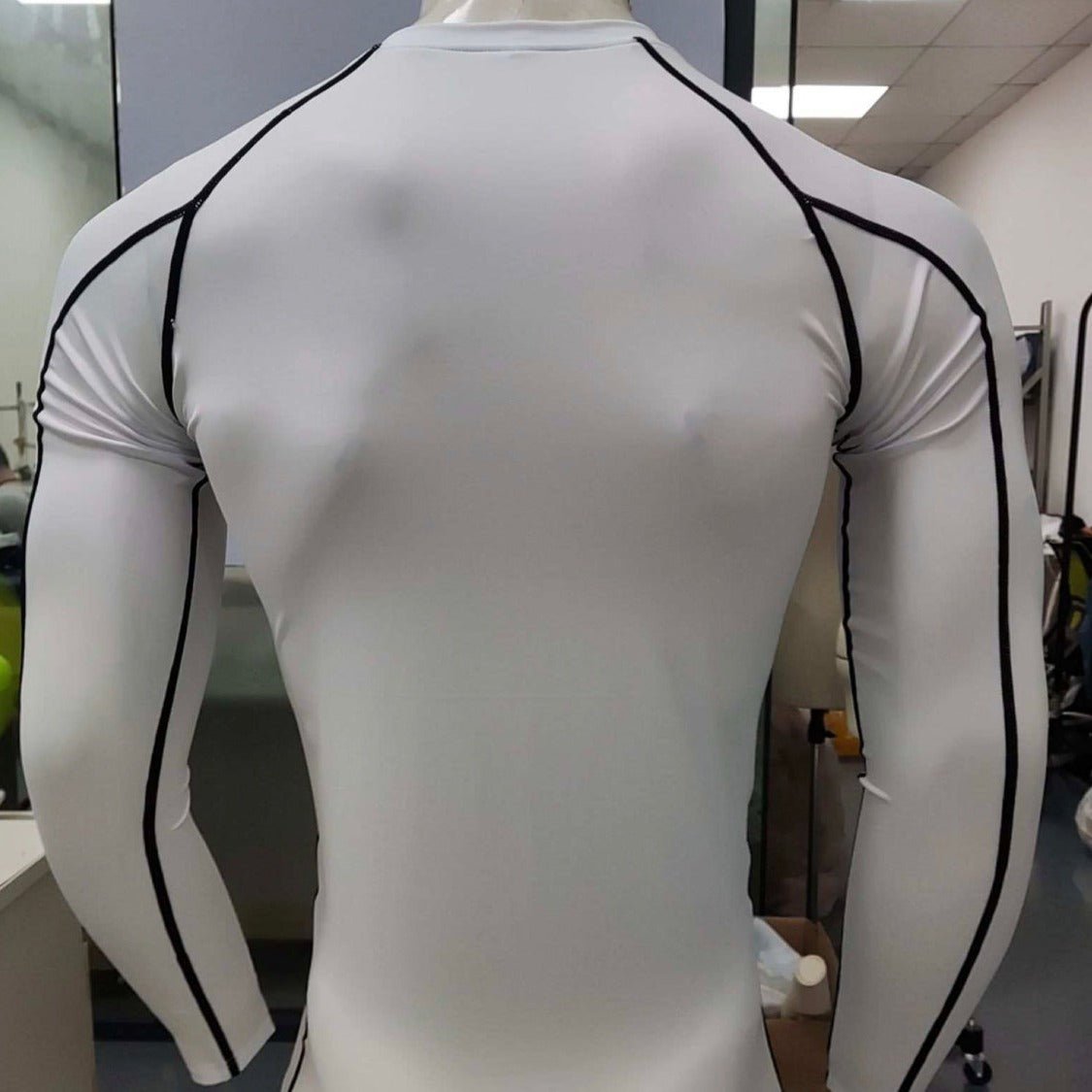 White long store sleeve compression shirt