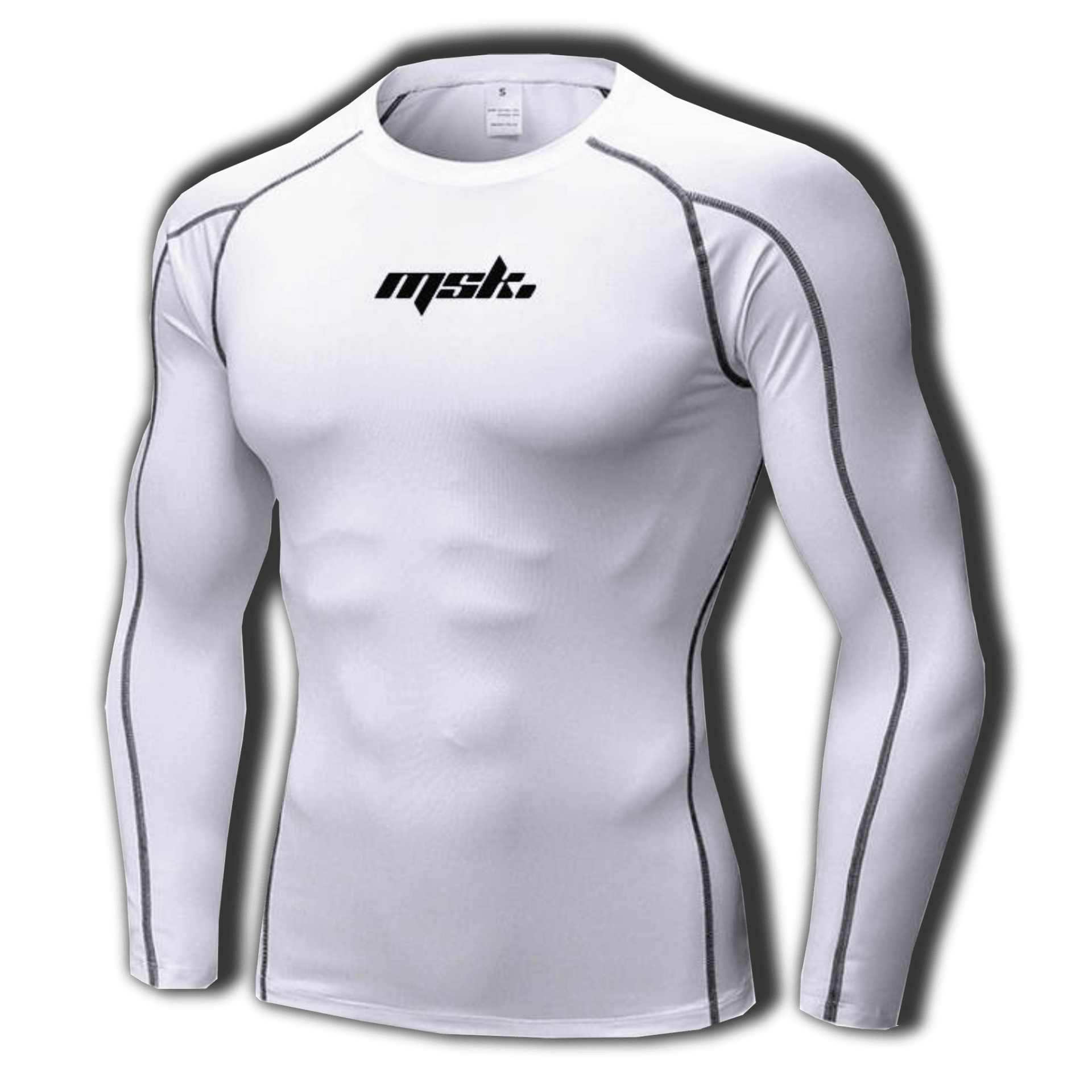 ACTIVE Men Long Sleeve Compression High Neck Top White size 2XS